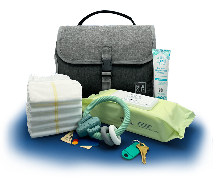 Portable diaper changing pad with storage pockets for the on the go changes