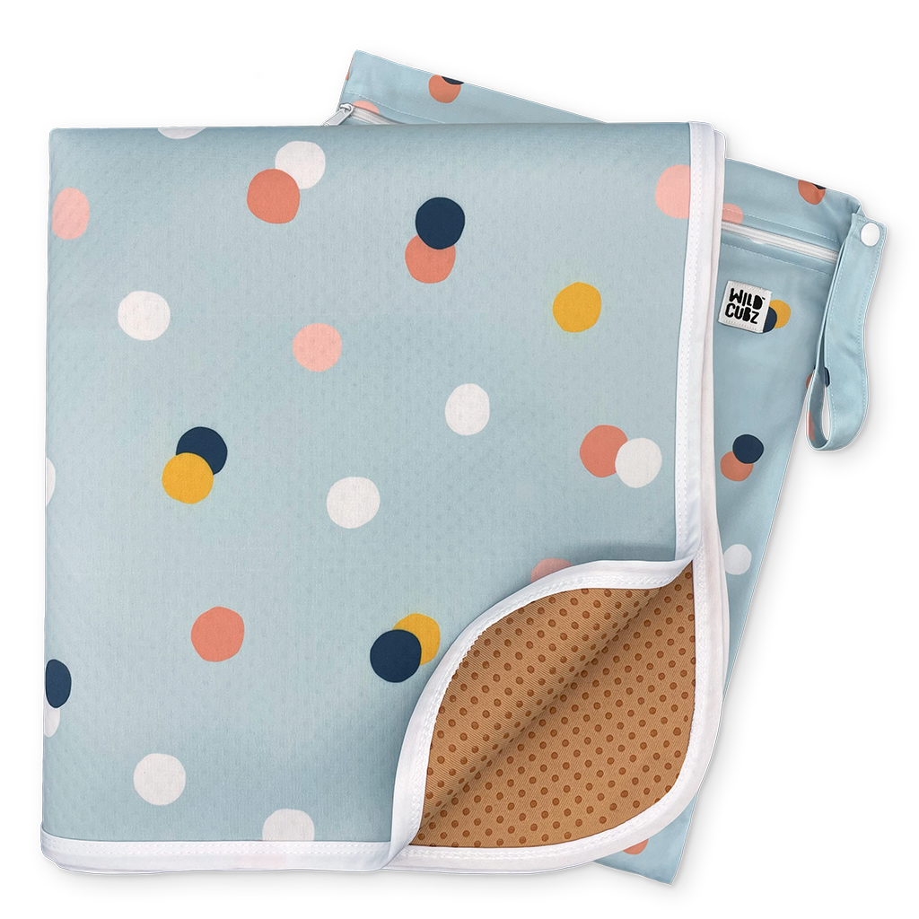 Wildcubz baby splat mat high chair mat - Dots on dots