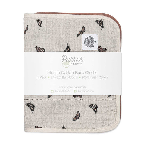 Muslin Burp Cloths (Butterfly - 4 Pack)
