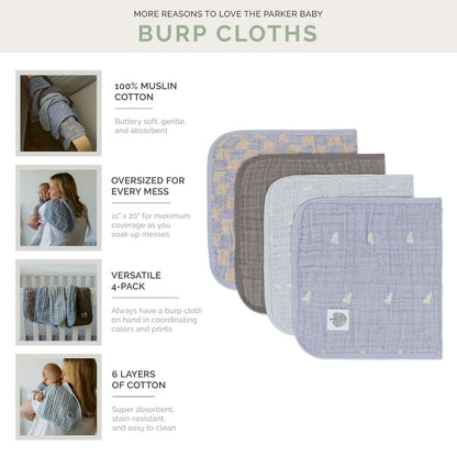Muslin Burp Cloths (Cloud - 4 Pack)